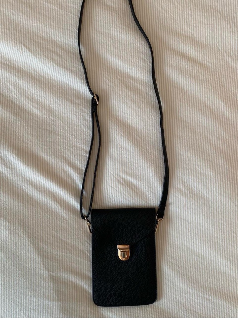 Black Crossbody Phone Bag with Gold Clasp